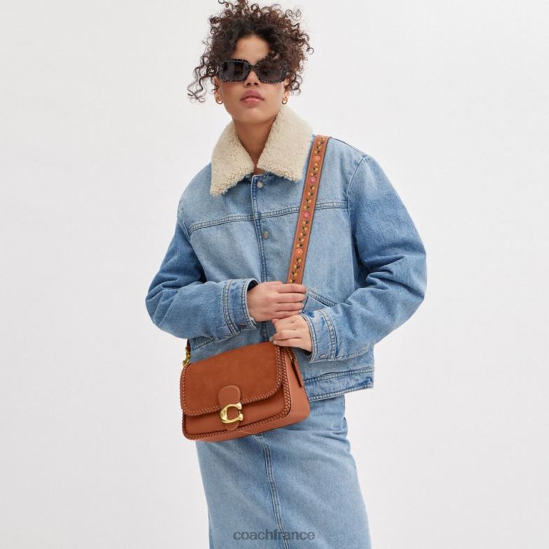 Coach femmes sac bandoulière soft tabby avec tresse b4/ambre bruni HHR6J122