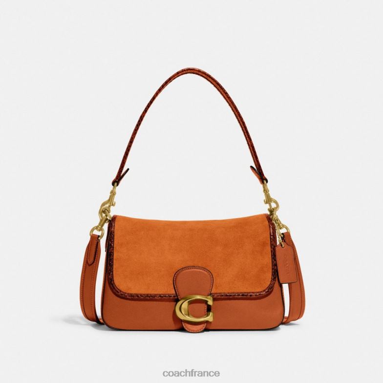 Coach femmes sac porté épaule soft tabby avec détails en peau de serpent b4/ambre bruni HHR6J120