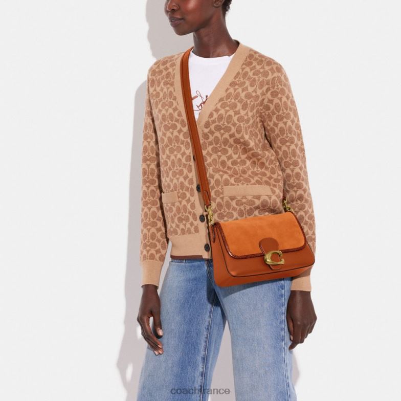 Coach femmes sac porté épaule soft tabby avec détails en peau de serpent b4/ambre bruni HHR6J120