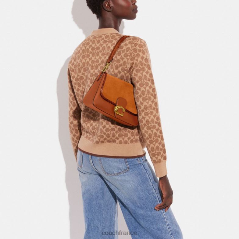 Coach femmes sac porté épaule soft tabby avec détails en peau de serpent b4/ambre bruni HHR6J120