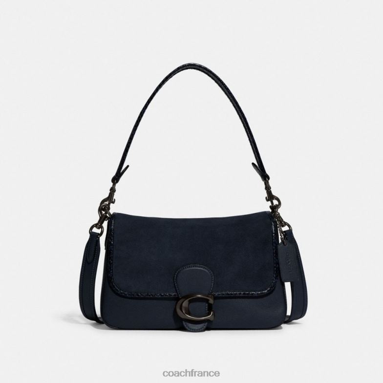 Coach femmes sac porté épaule soft tabby avec détails en peau de serpent v5/marine de minuit HHR6J121