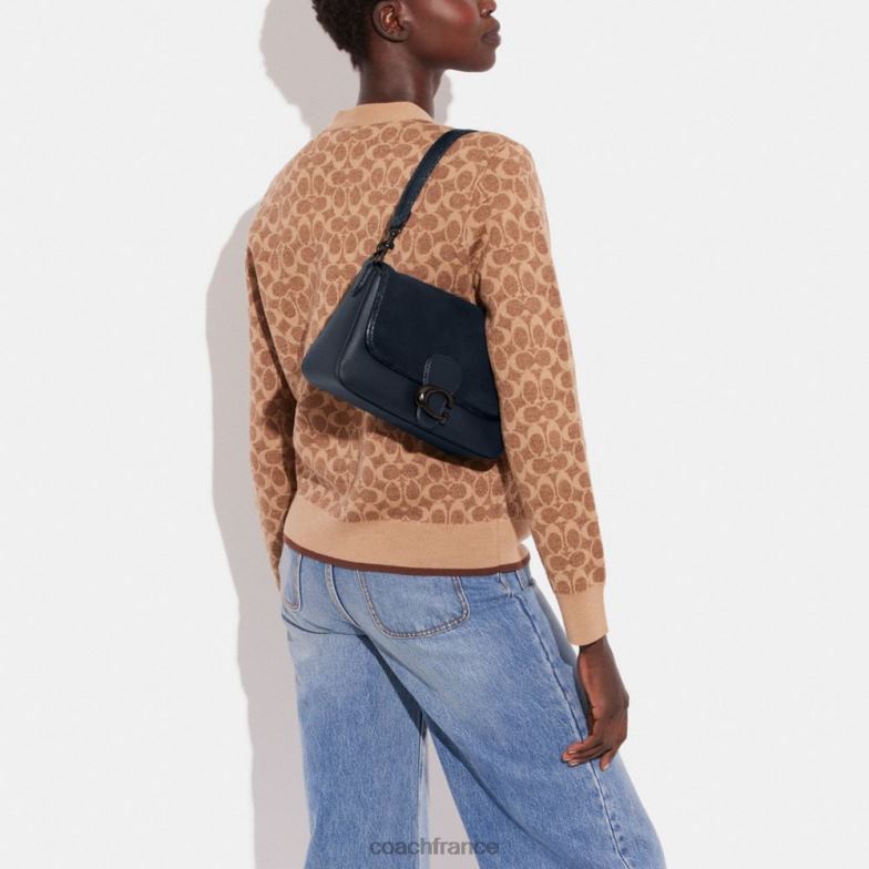 Coach femmes sac porté épaule soft tabby avec détails en peau de serpent v5/marine de minuit HHR6J121