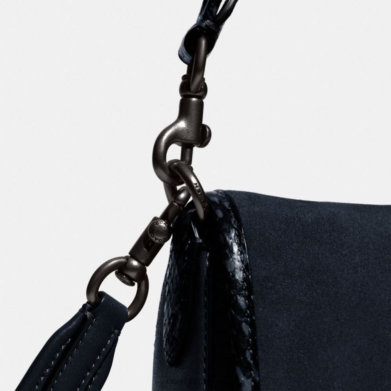 Coach femmes sac porté épaule soft tabby avec détails en peau de serpent v5/marine de minuit HHR6J121