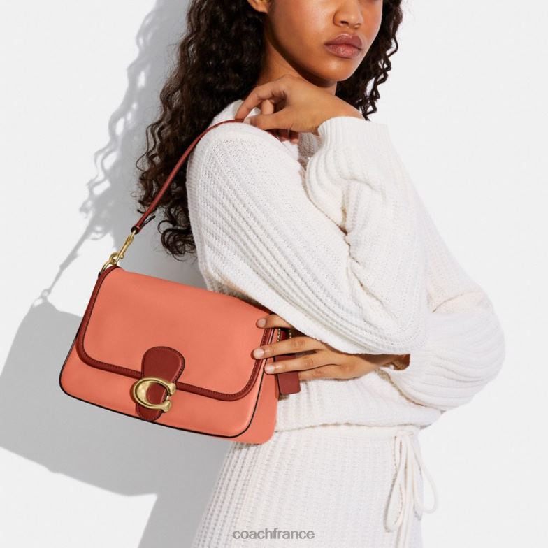 Coach femmes sac porté épaule soft tabby color block b4/corail clair multi HHR6J126