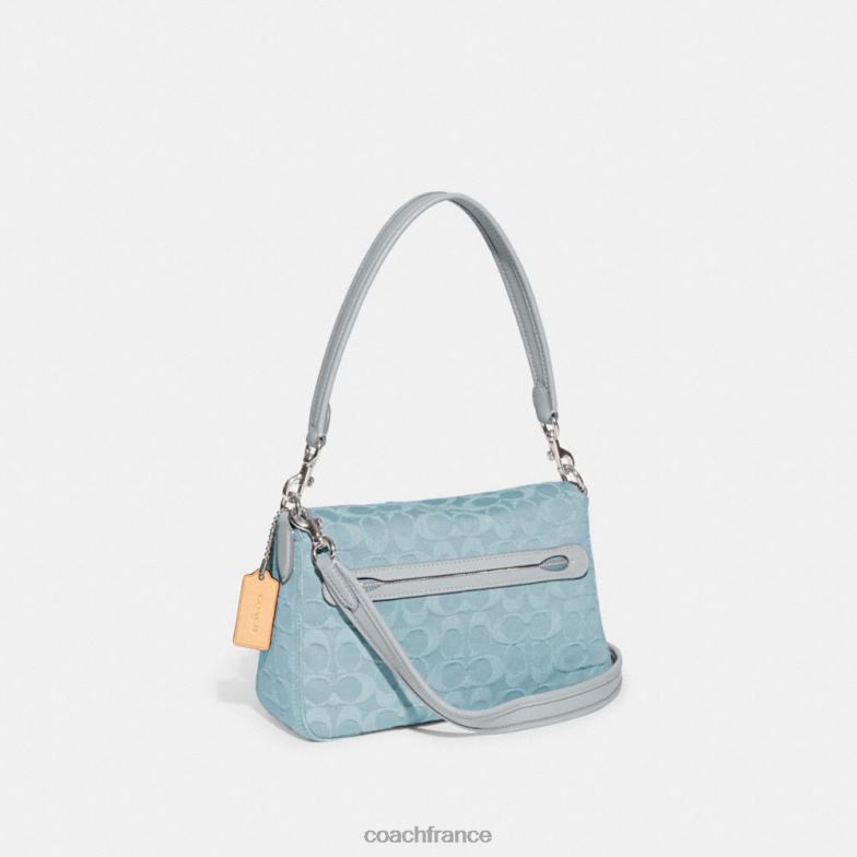 Coach femmes sac porté épaule soft tabby en denim signature gauche/bleu pâle HHR6J153