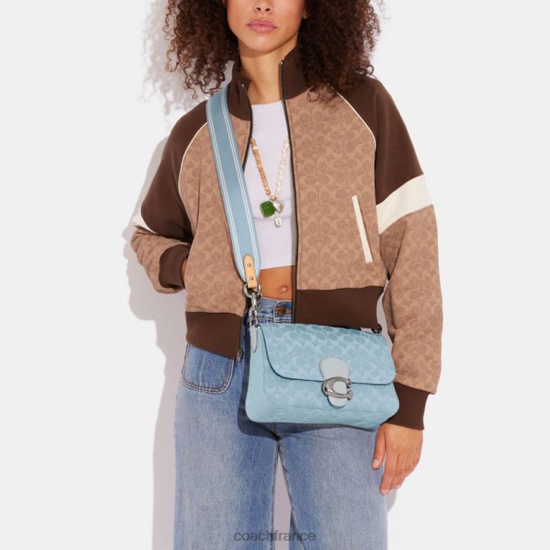 Coach femmes sac porté épaule soft tabby en denim signature gauche/bleu pâle HHR6J153