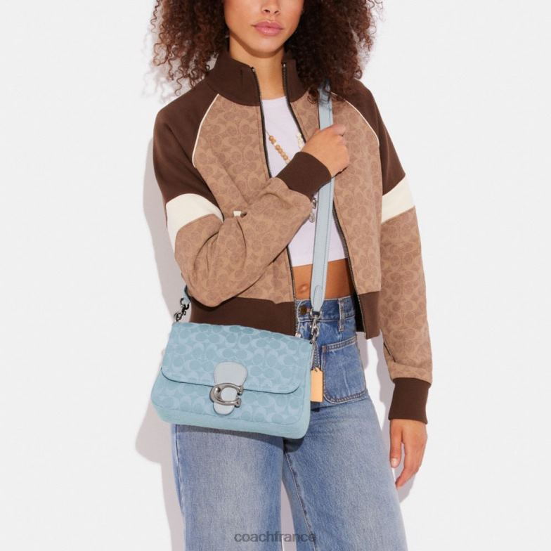 Coach femmes sac porté épaule soft tabby en denim signature gauche/bleu pâle HHR6J153