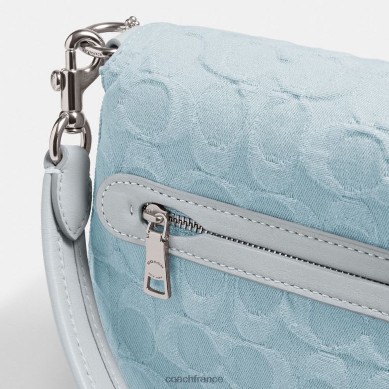 Coach femmes sac porté épaule soft tabby en denim signature gauche/bleu pâle HHR6J153