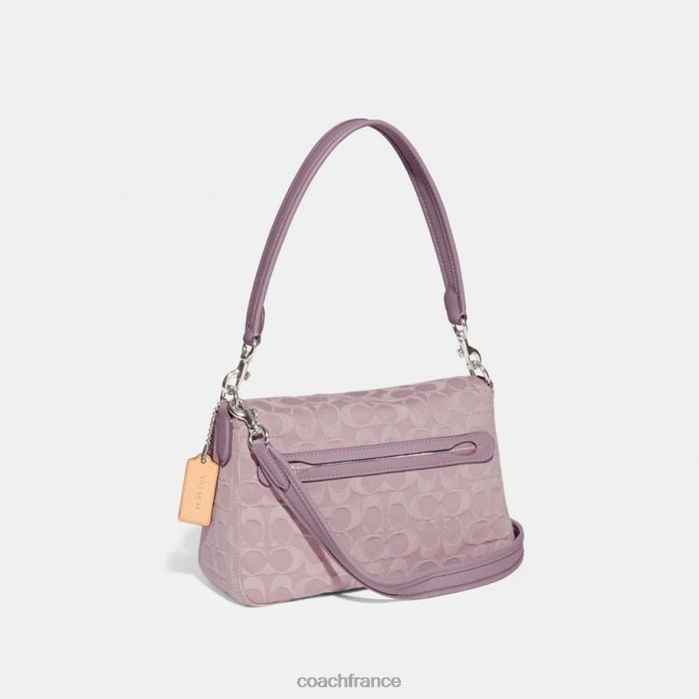 Coach femmes sac porté épaule soft tabby en denim signature gauche/violet pâle HHR6J154