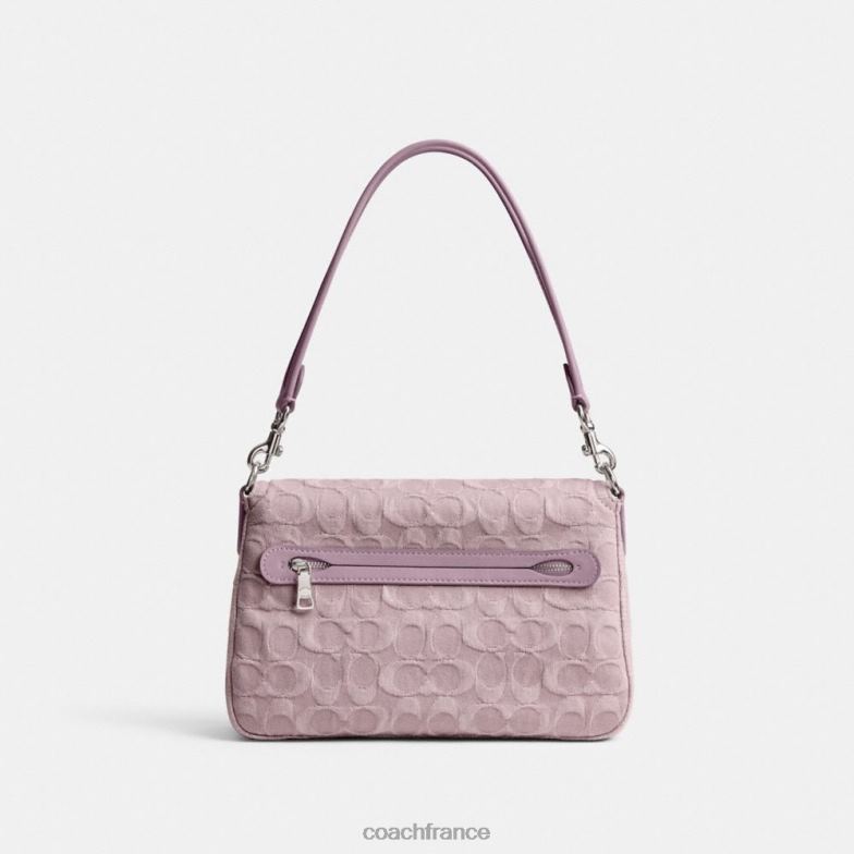 Coach femmes sac porté épaule soft tabby en denim signature gauche/violet pâle HHR6J154