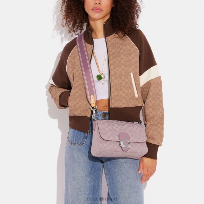 Coach femmes sac porté épaule soft tabby en denim signature gauche/violet pâle HHR6J154