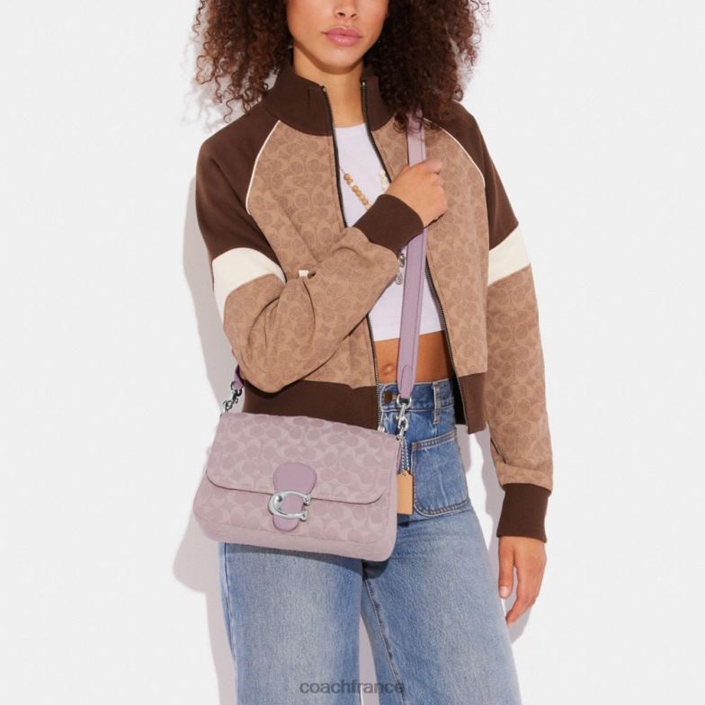 Coach femmes sac porté épaule soft tabby en denim signature gauche/violet pâle HHR6J154