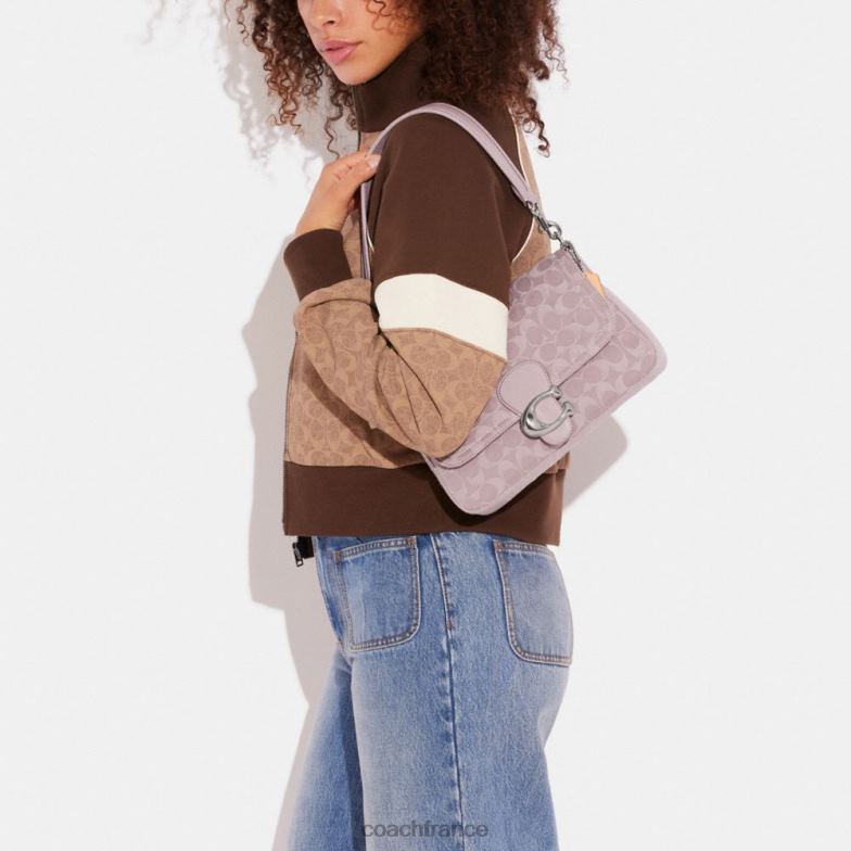 Coach femmes sac porté épaule soft tabby en denim signature gauche/violet pâle HHR6J154