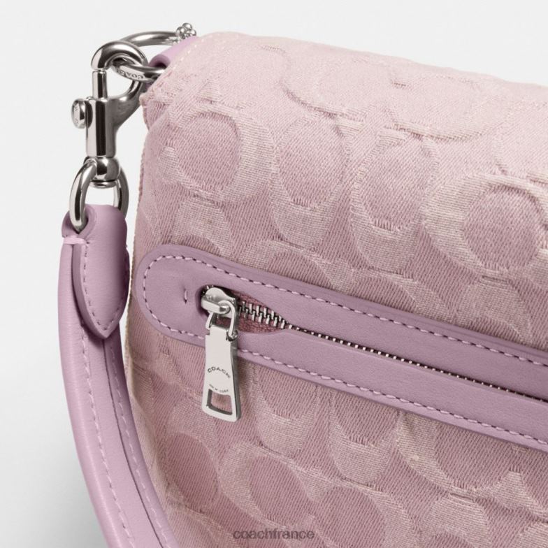 Coach femmes sac porté épaule soft tabby en denim signature gauche/violet pâle HHR6J154