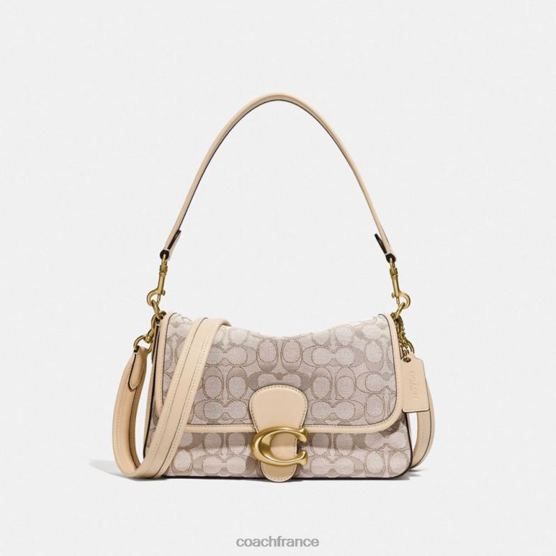Coach femmes sac porté épaule soft tabby en jacquard signature b4/pierre ivoire HHR6J128