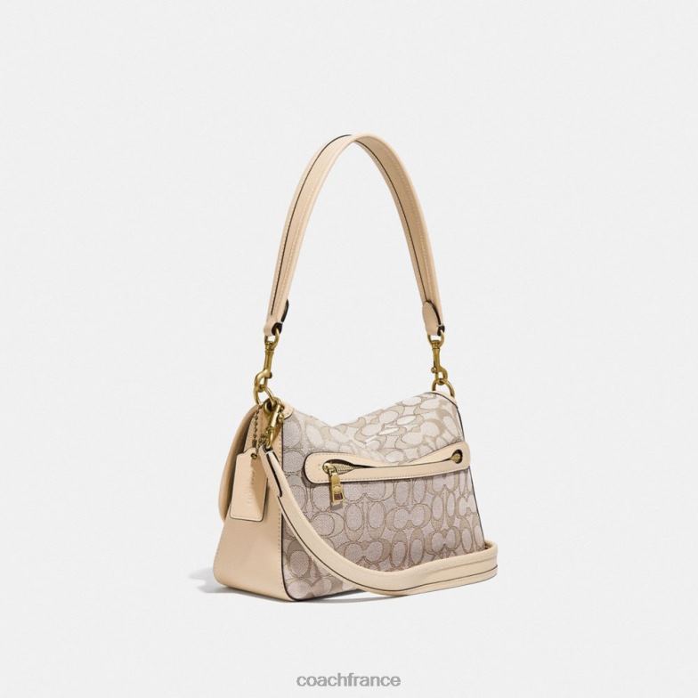 Coach femmes sac porté épaule soft tabby en jacquard signature b4/pierre ivoire HHR6J128