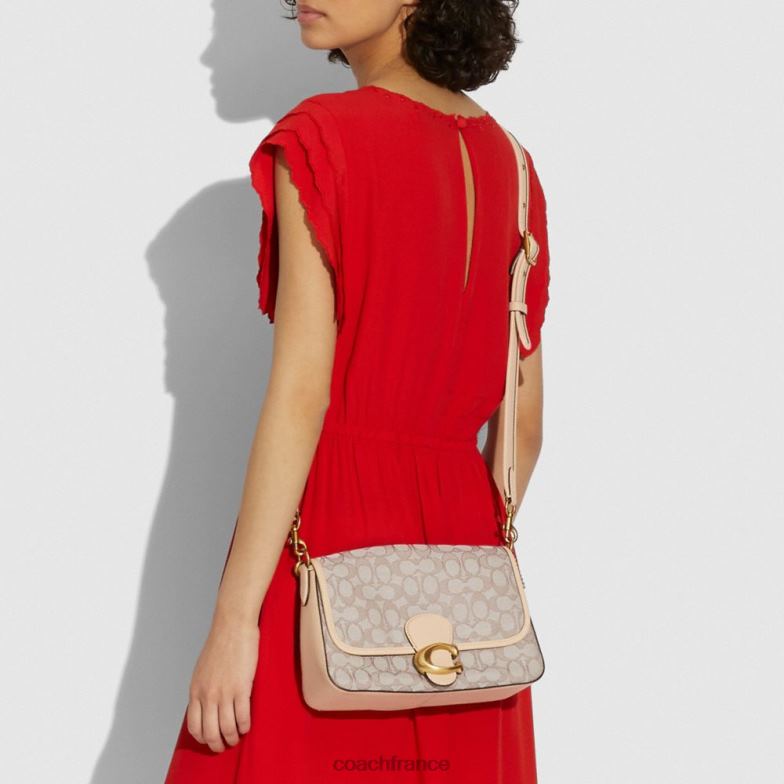 Coach femmes sac porté épaule soft tabby en jacquard signature b4/pierre ivoire HHR6J128