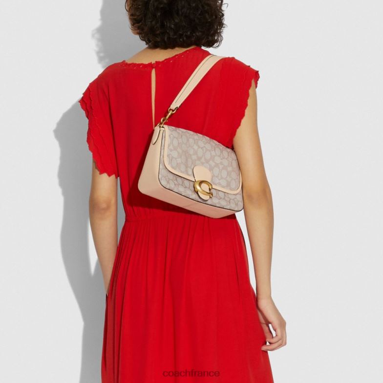 Coach femmes sac porté épaule soft tabby en jacquard signature b4/pierre ivoire HHR6J128