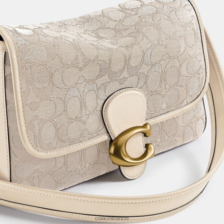Coach femmes sac porté épaule soft tabby en jacquard signature b4/pierre ivoire HHR6J128
