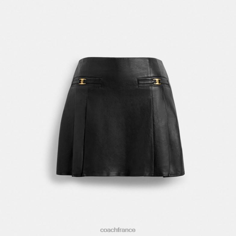 Coach femmes mini-jupe en cuir noir HHR6J502