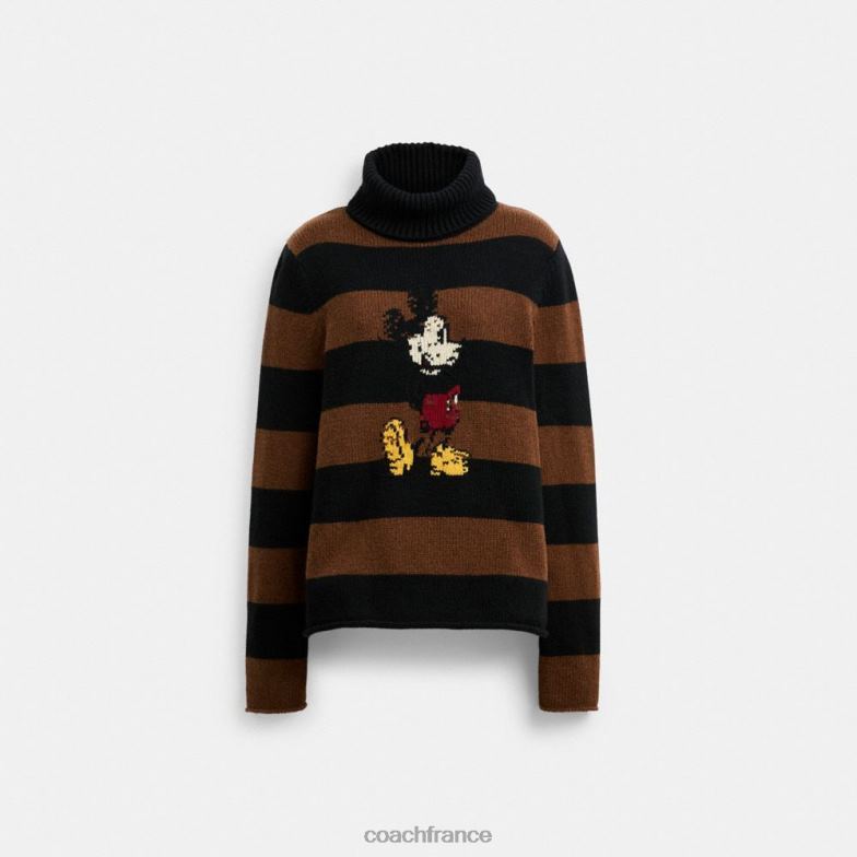 Coach femmes Disney x Coach Mickey Mouse col roulé rayé noir multi. HHR6J490