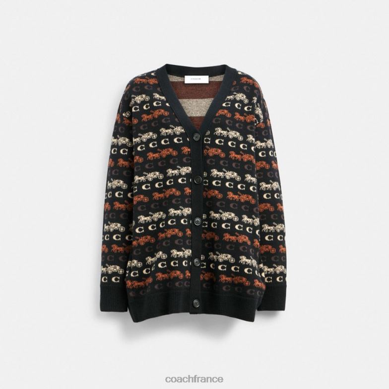 Coach femmes cardigan cheval et calèche noir/marron multicolore HHR6J481