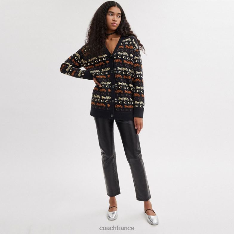 Coach femmes cardigan cheval et calèche noir/marron multicolore HHR6J481