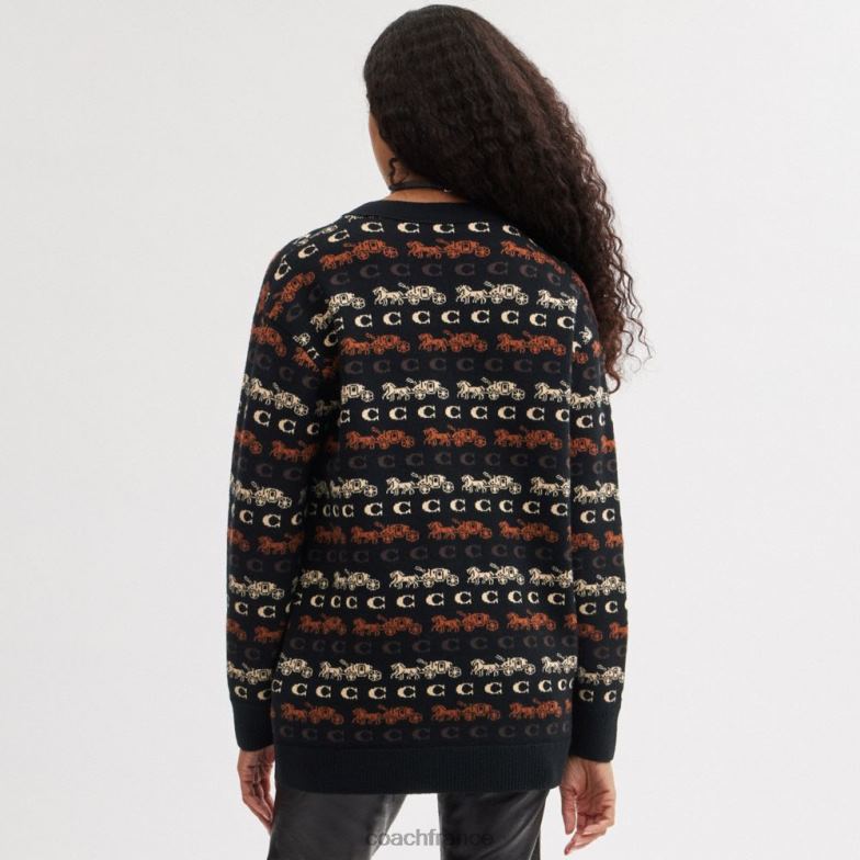 Coach femmes cardigan cheval et calèche noir/marron multicolore HHR6J481