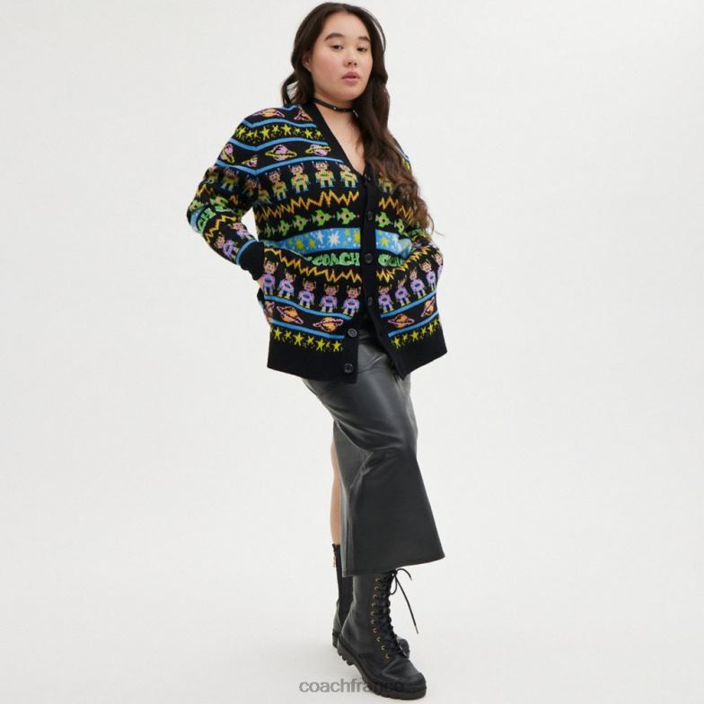 Coach femmes cardigan cosmique noir multi. HHR6J476