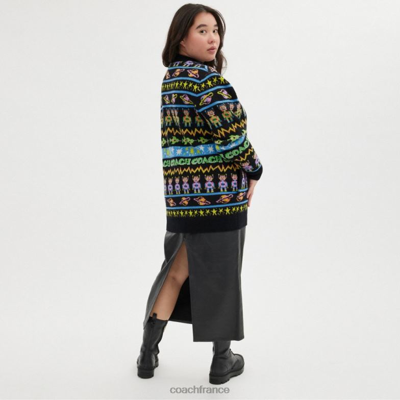 Coach femmes cardigan cosmique noir multi. HHR6J476