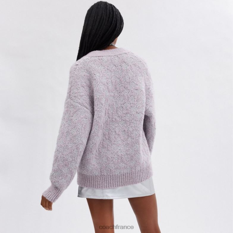 Coach femmes cardigan à signature métallisée lavande HHR6J479