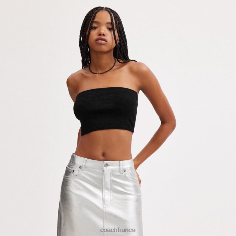 Coach femmes haut bandeau en maille emblématique noir HHR6J491