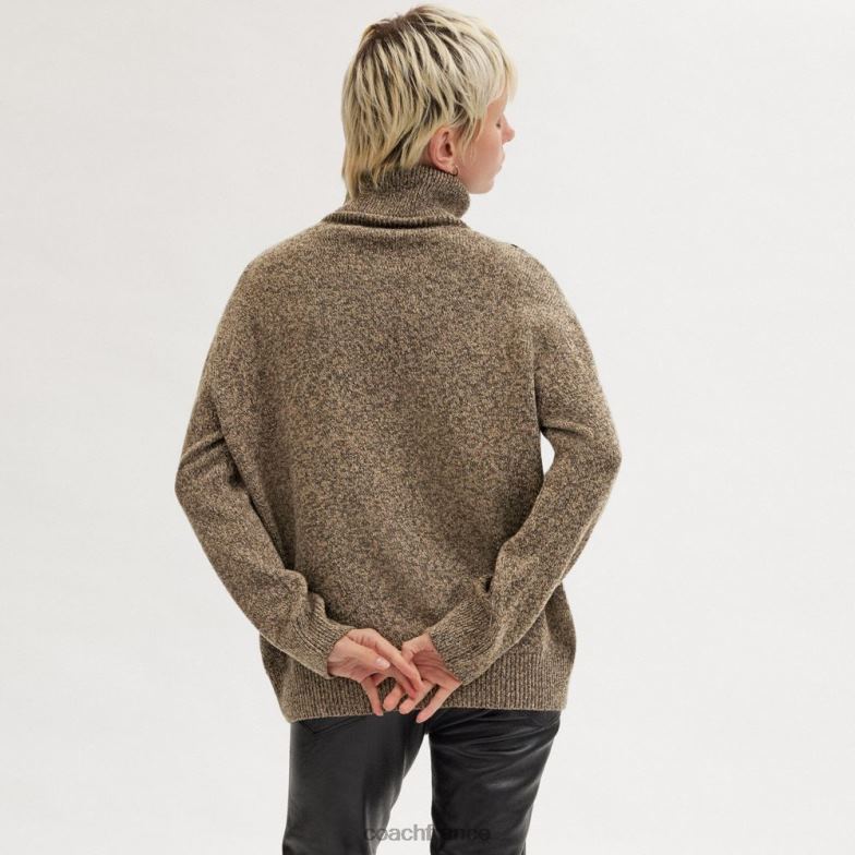 Coach femmes pull à col roulé avec calèche et cheval marron foncé HHR6J486