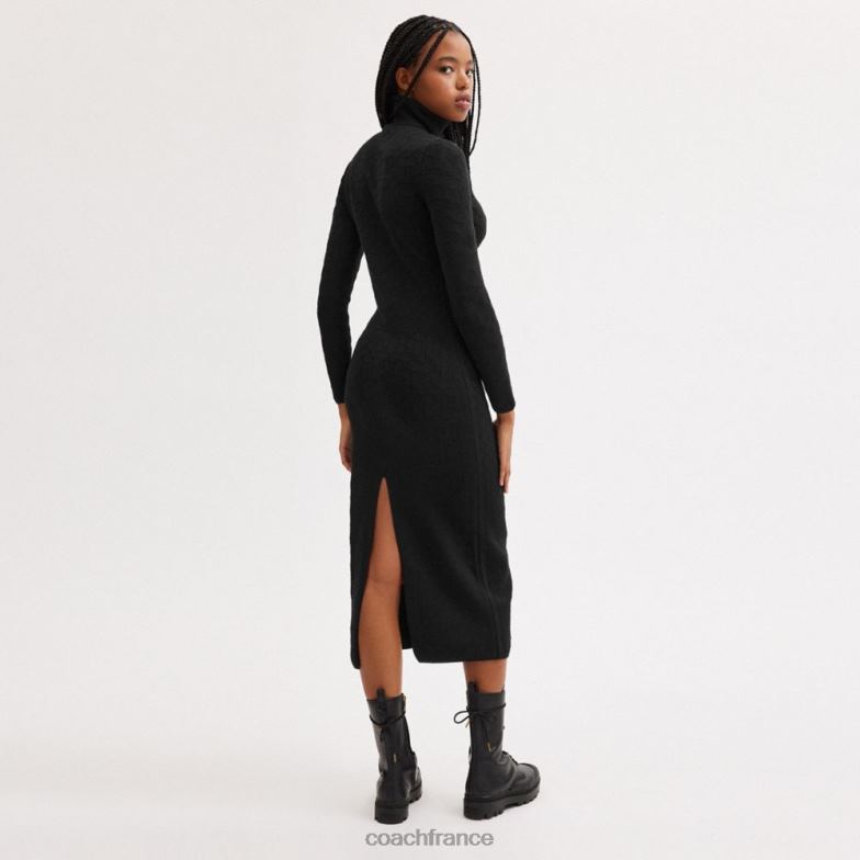 Coach femmes robe à col roulé en maille emblématique noir HHR6J488