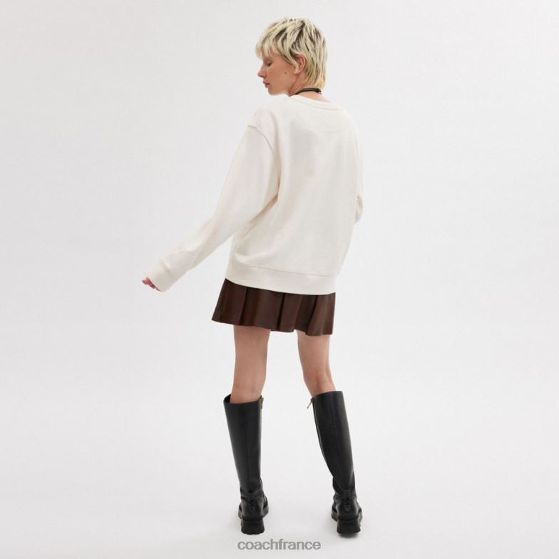 Coach femmes sweat-shirt à col rond avec cheval et calèche craie HHR6J495