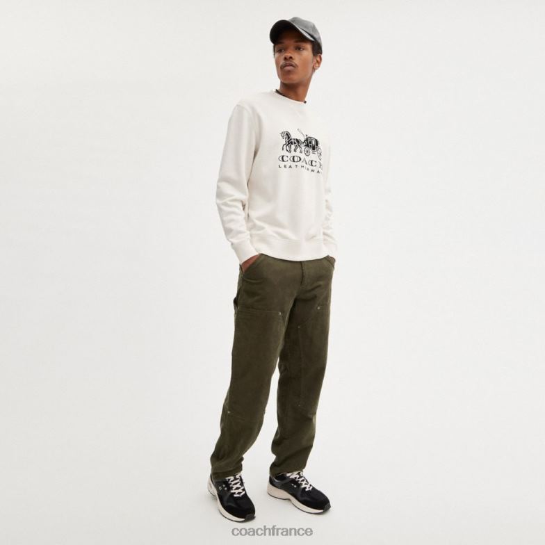 Coach femmes sweat-shirt à col rond avec cheval et calèche craie HHR6J495