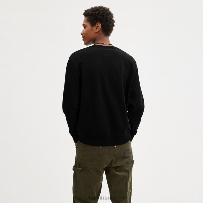 Coach femmes sweat-shirt à col rond avec cheval et calèche noir HHR6J494