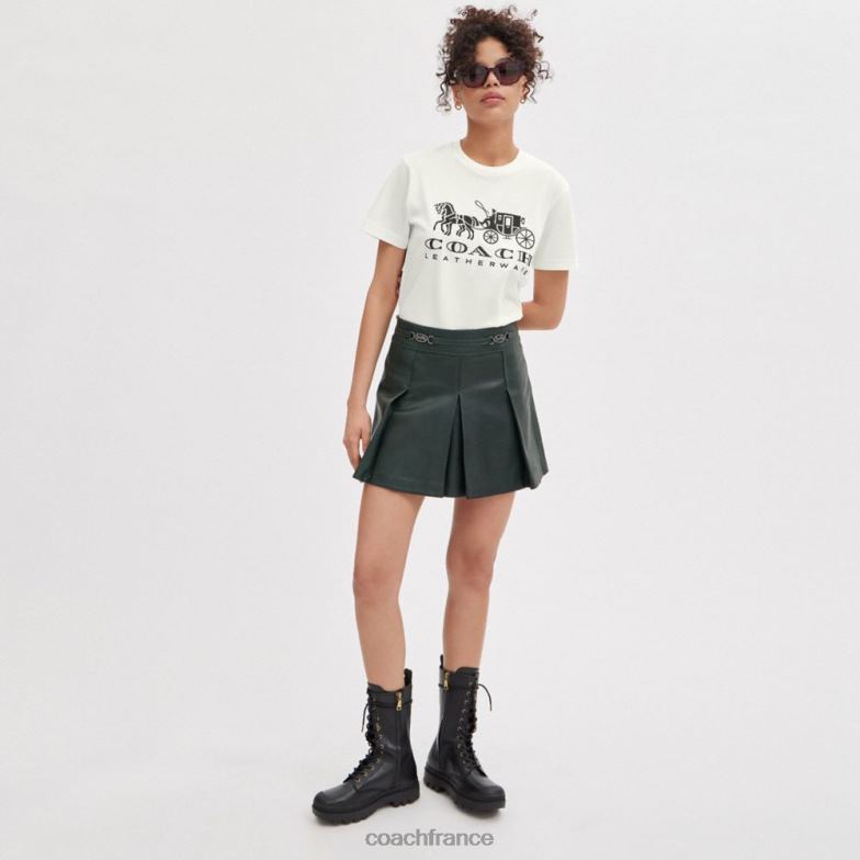 Coach femmes t-shirt cheval et calèche blanc. HHR6J493