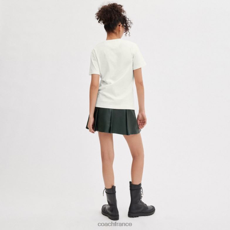 Coach femmes t-shirt cheval et calèche blanc. HHR6J493