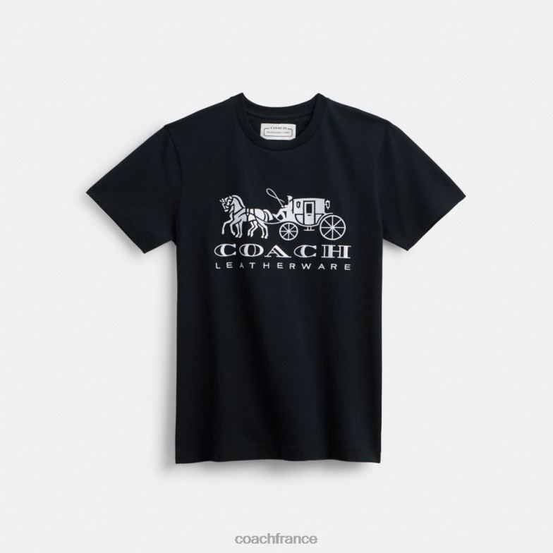 Coach femmes t-shirt cheval et calèche noir HHR6J492
