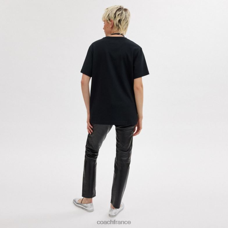 Coach femmes t-shirt cheval et calèche noir HHR6J492