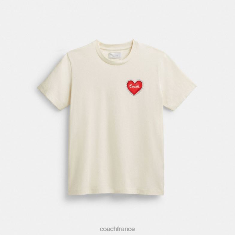 Coach femmes t-shirt coeur blanc. HHR6J470
