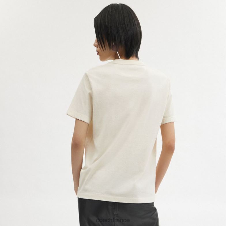 Coach femmes t-shirt coeur blanc. HHR6J470