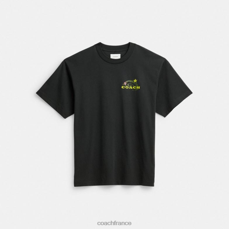 Coach femmes t-shirt entraîneur cosmique noir multi. HHR6J475