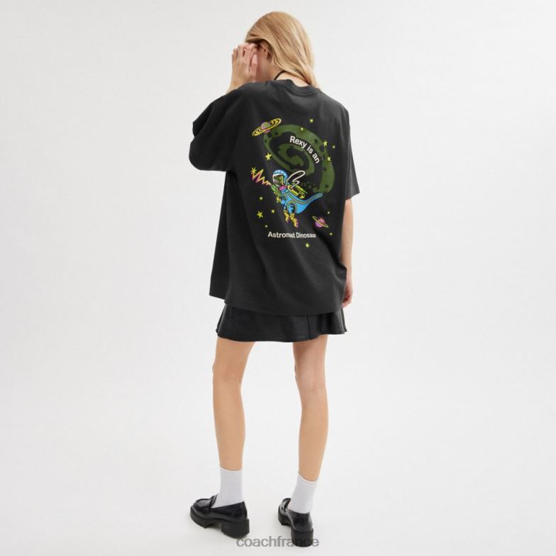 Coach femmes t-shirt entraîneur cosmique noir multi. HHR6J475