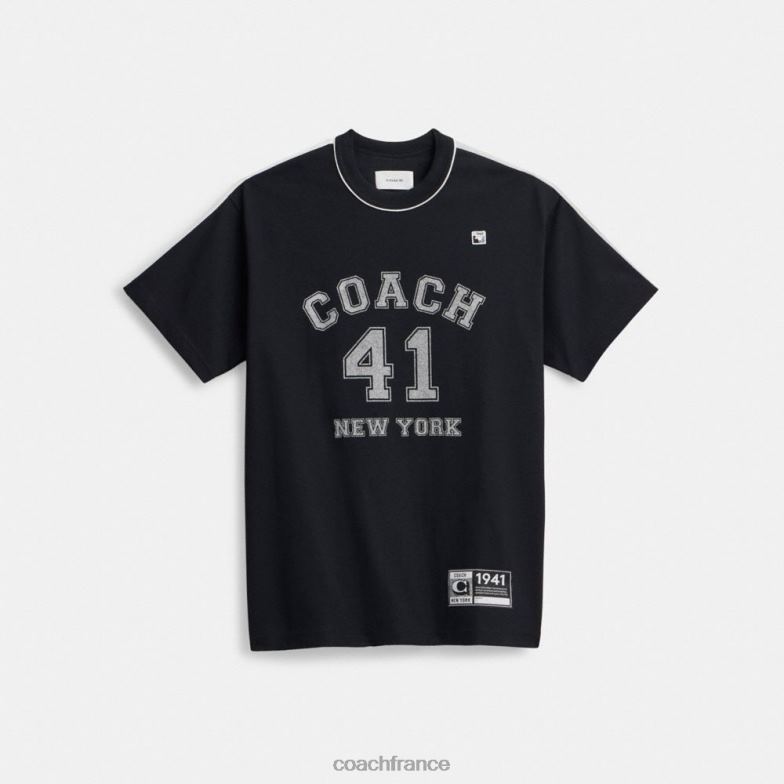 Coach femmes t-shirt universitaire à ornements noir HHR6J485