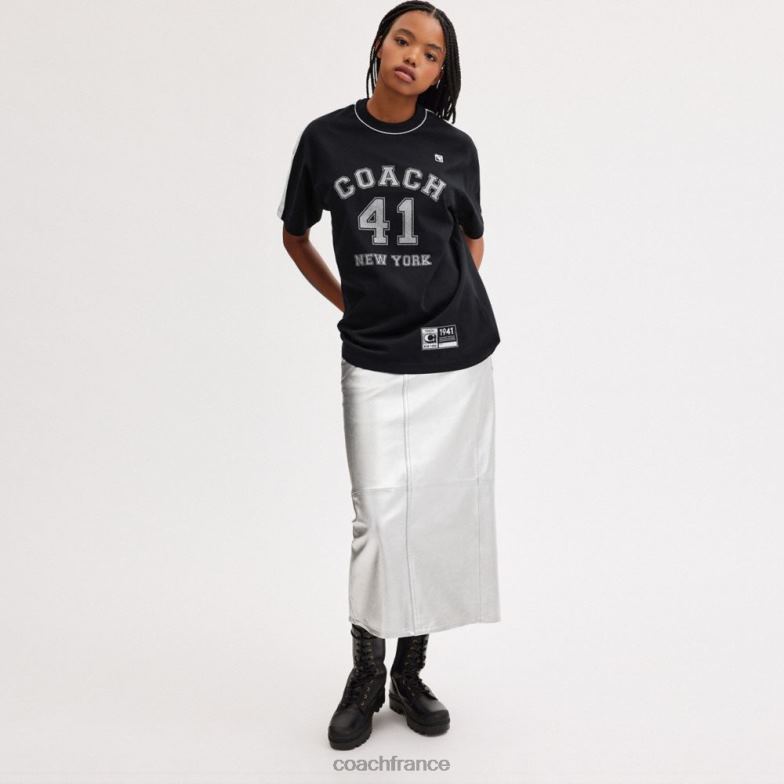 Coach femmes t-shirt universitaire à ornements noir HHR6J485