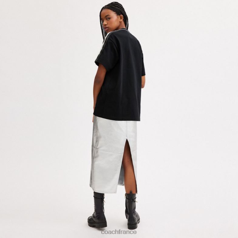 Coach femmes t-shirt universitaire à ornements noir HHR6J485