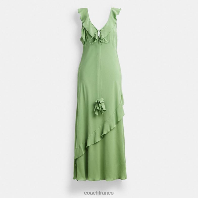 Coach femmes robe biaisée à col en V vert HHR6J518