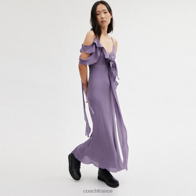 Coach femmes robe biaisée à fines bretelles violet HHR6J519